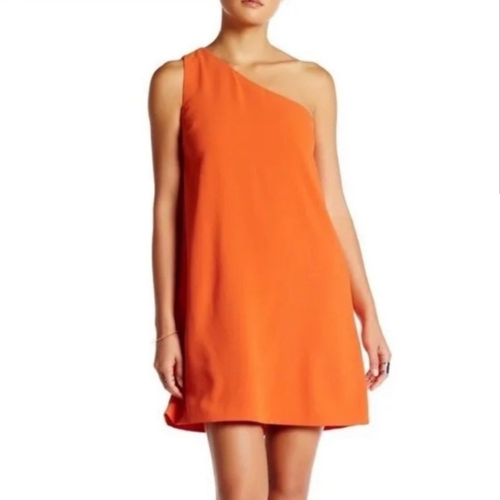 Alice + Olivia Orange Asymmetrical Cut Out Cocktail Dress